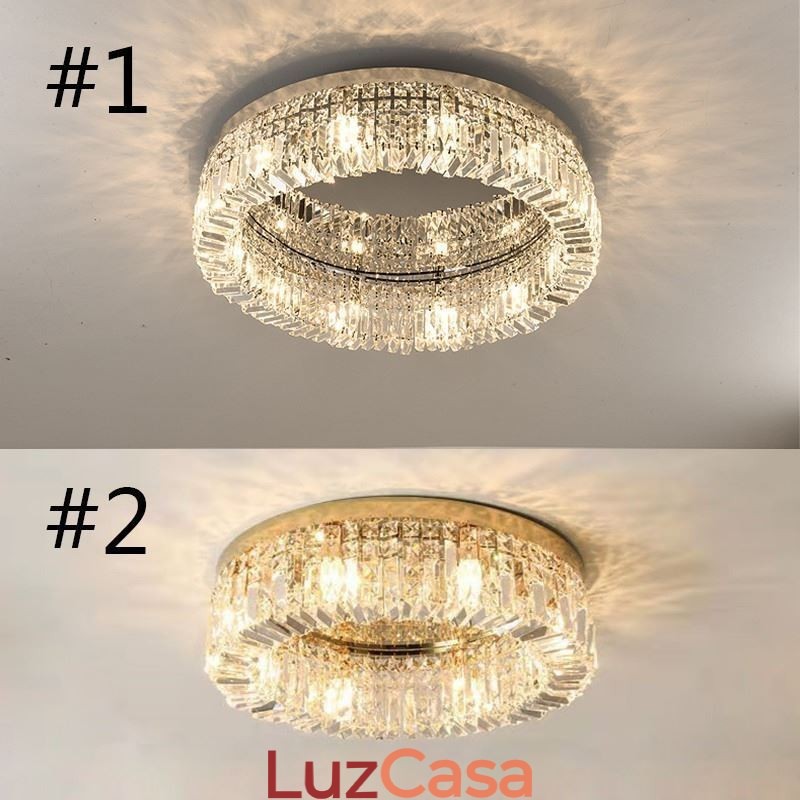 Luminária de teto moderna e elegante, luminária de teto de cristal embutida