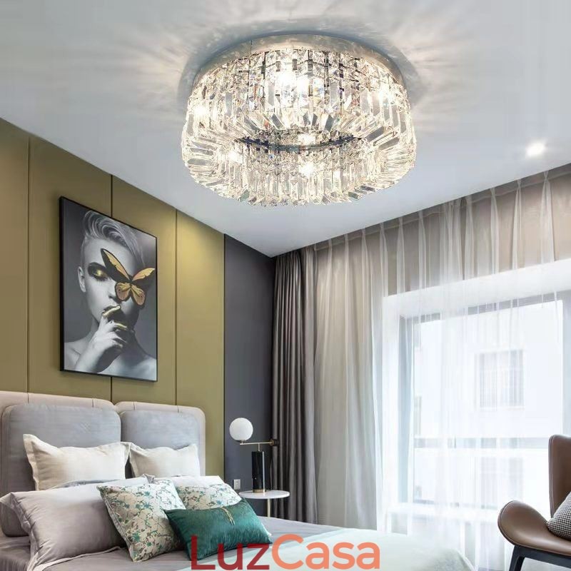 Luminária de teto moderna e elegante, luminária de teto de cristal embutida