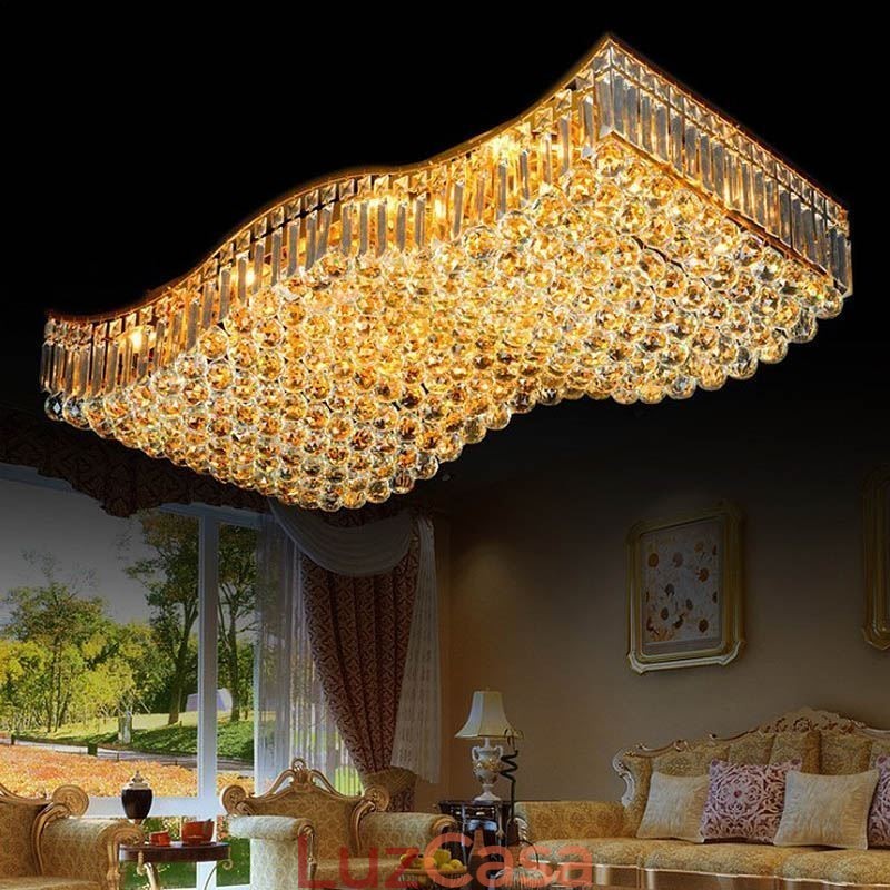 Lustre retangular de cristal europeu embutido