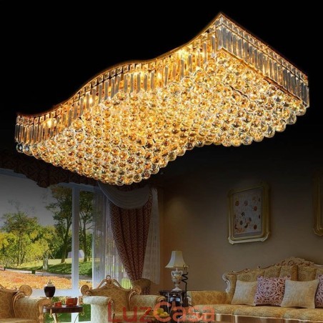 Lustre retangular de cristal europeu embutido Lustre retangular de cristal europeu embutido