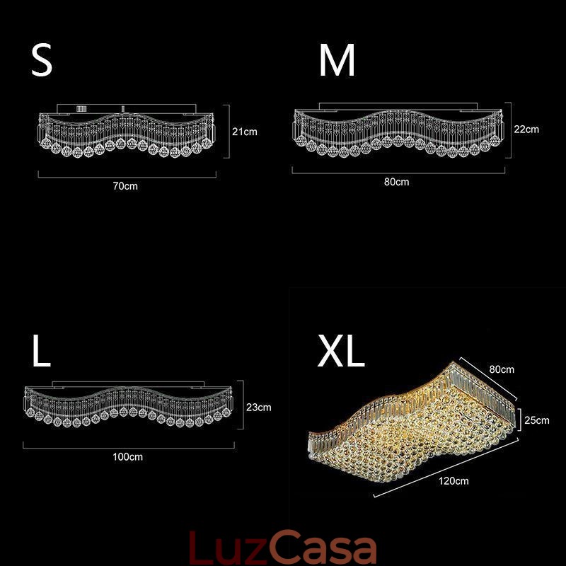 Lustre retangular de cristal europeu embutido