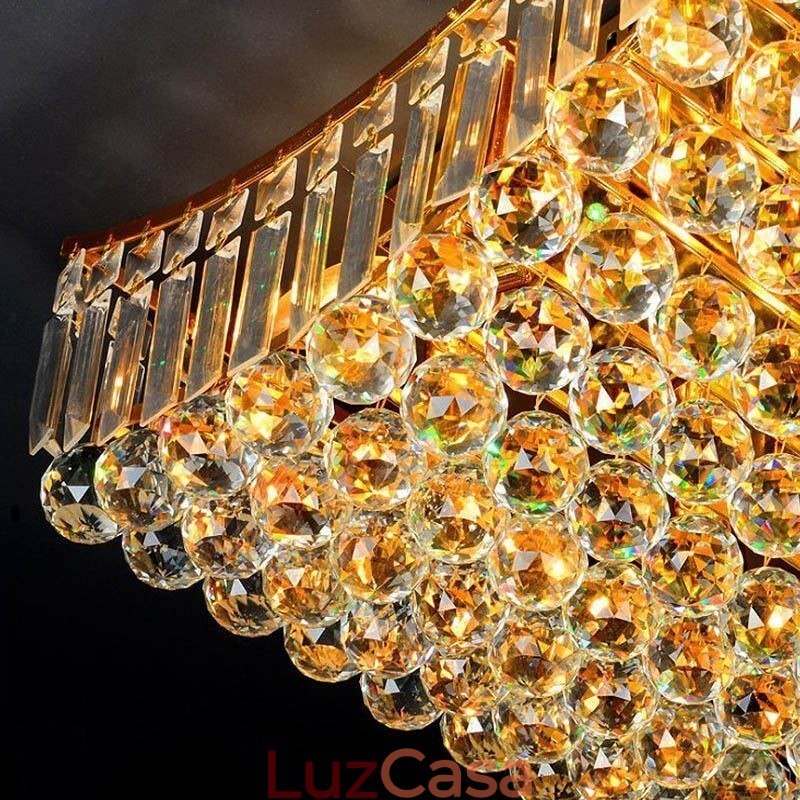 Lustre retangular de cristal europeu embutido