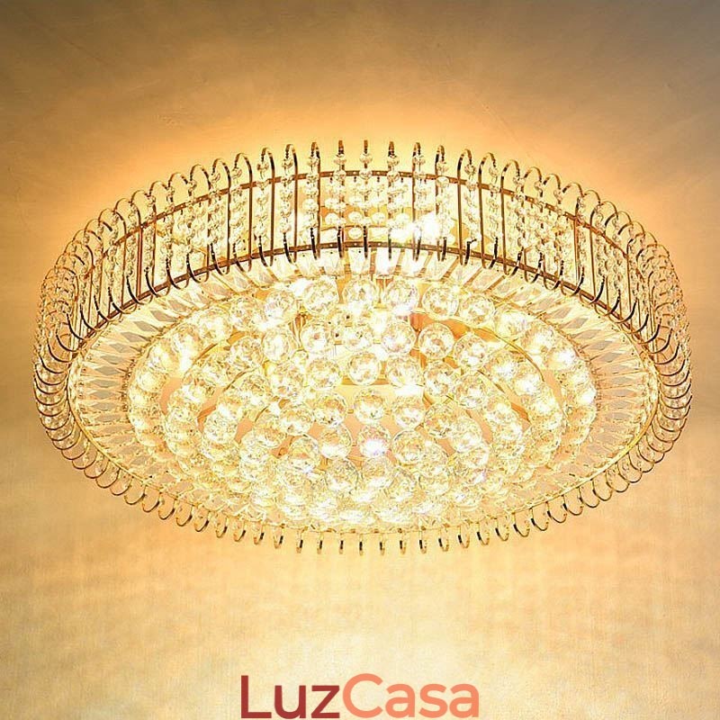 Luminária de teto de cristal redonda embutida estilo europeu