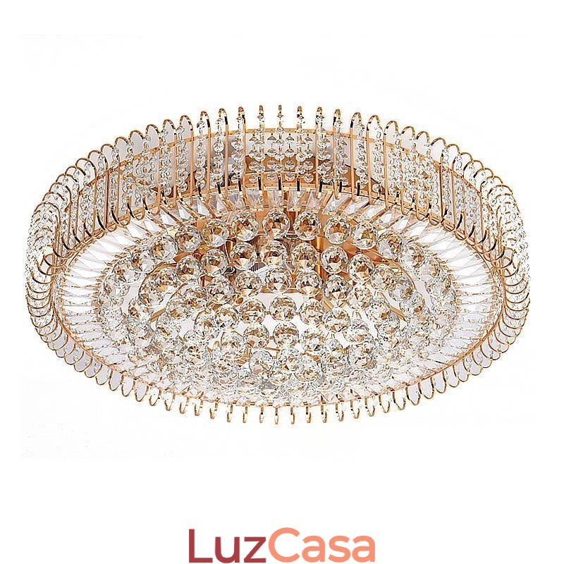 Luminária de teto de cristal redonda embutida estilo europeu