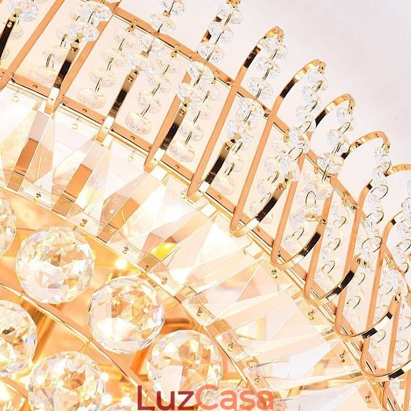 Luminária de teto de cristal redonda embutida estilo europeu