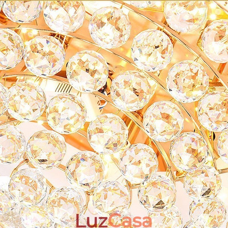 Luminária de teto de cristal redonda embutida estilo europeu