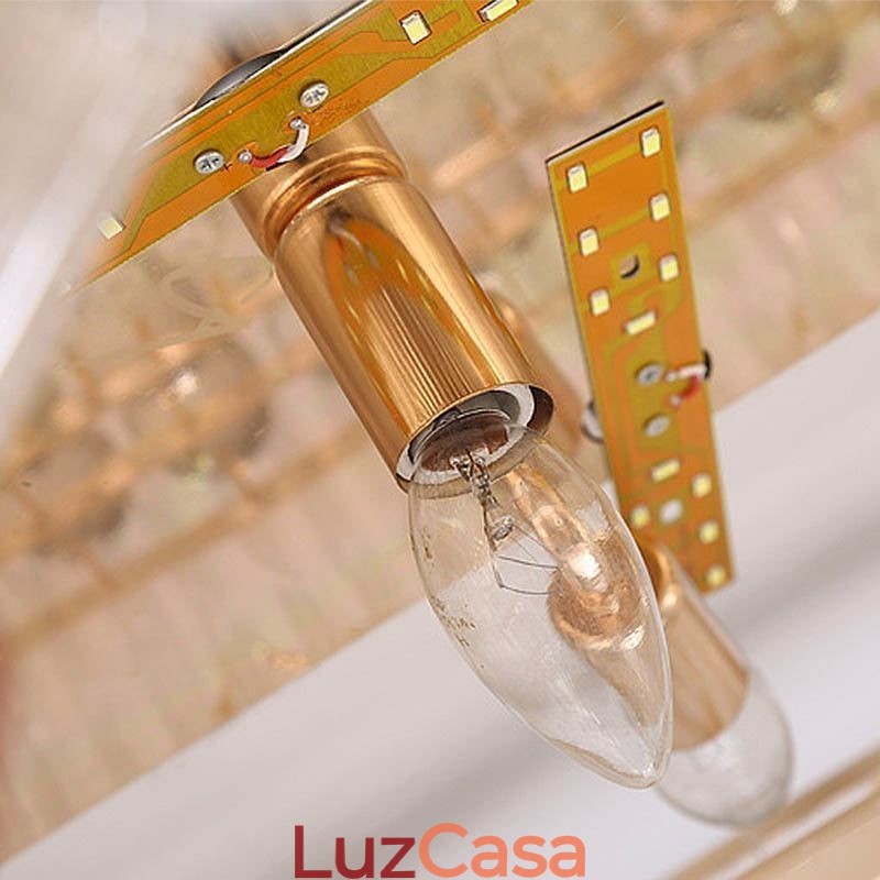 Luminária de teto de cristal redonda embutida estilo europeu