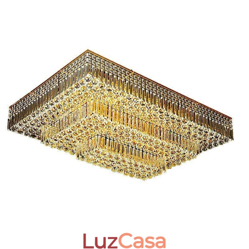 Lustre de cristal moderno de três níveis com montagem embutida