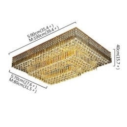 Lustre de cristal moderno de três níveis com montagem embutida