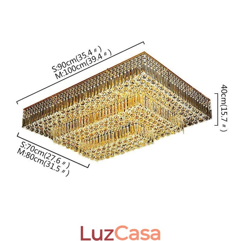 Lustre de cristal moderno de três níveis com montagem embutida