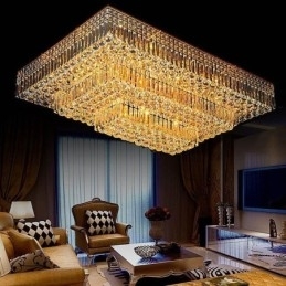 Lustre de cristal moderno de três níveis com montagem embutida