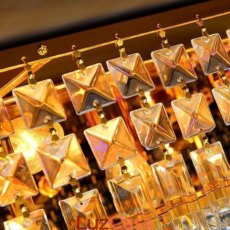 Lustre de cristal moderno de três níveis com montagem embutida