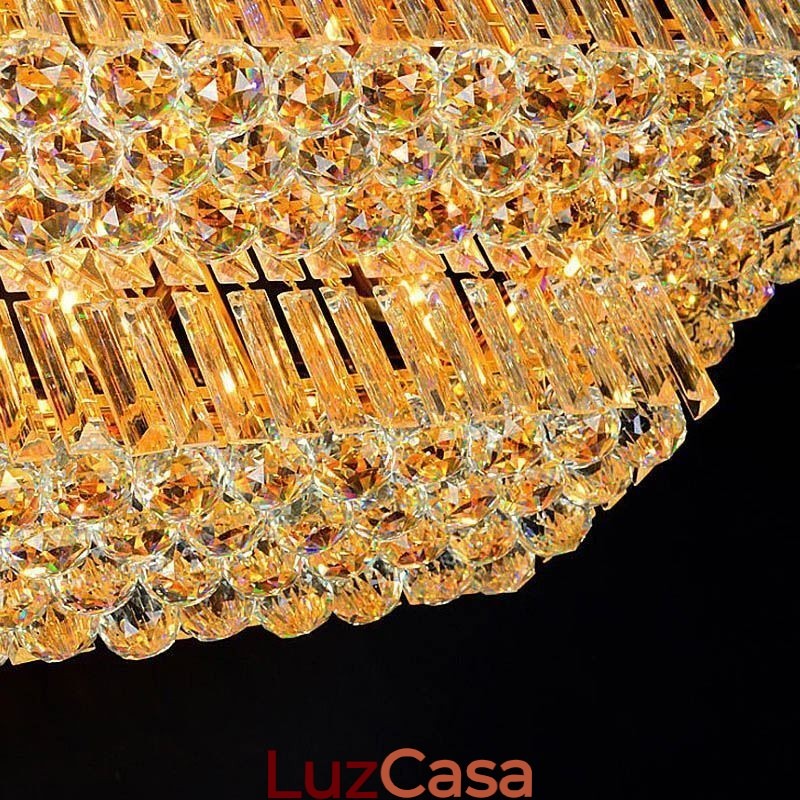 Lustre de cristal moderno de três níveis com montagem embutida