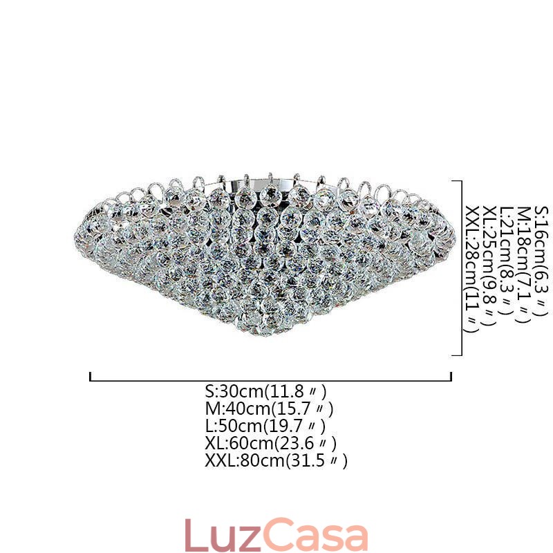 Luminária de teto redonda embutida em cristal estilo europeu