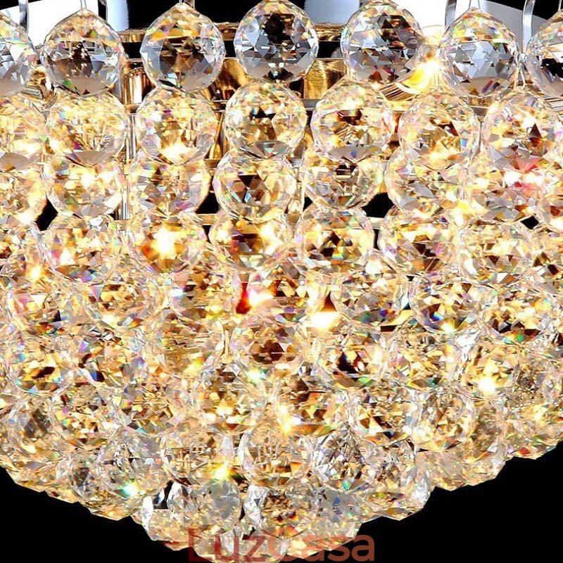 Luminária de teto redonda embutida em cristal estilo europeu