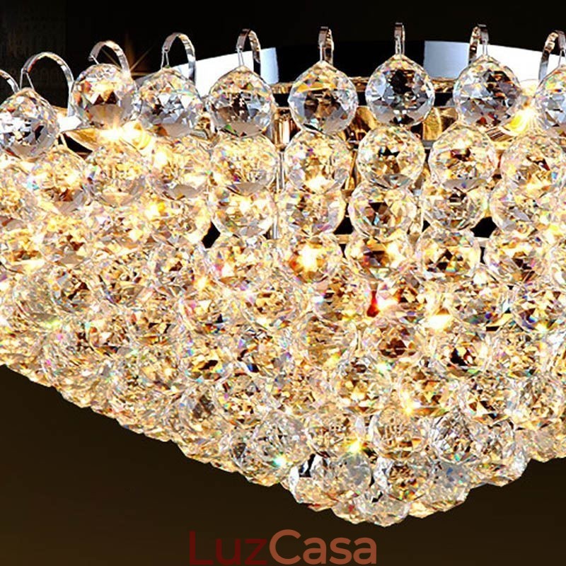 Luminária de teto redonda embutida em cristal estilo europeu