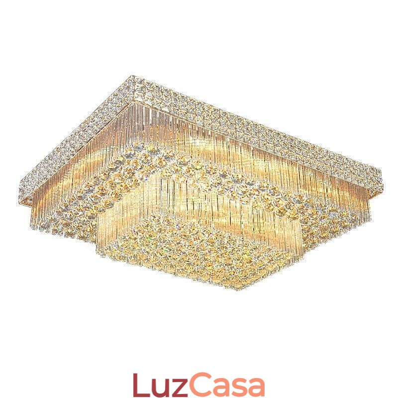 Lustre de cristal quadrado embutido europeu