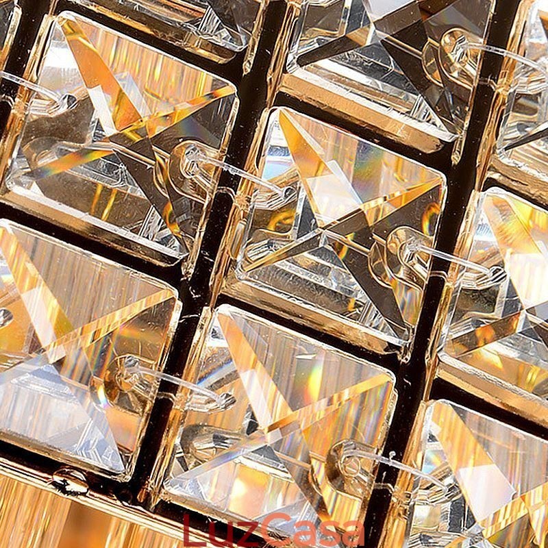 Lustre de cristal quadrado embutido europeu