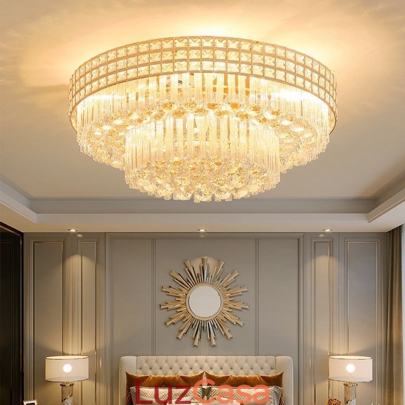 Lustre de cristal moderno redondo embutido