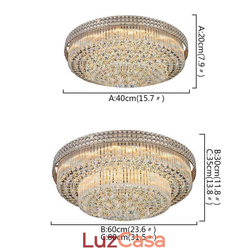 Lustre de cristal moderno redondo embutido