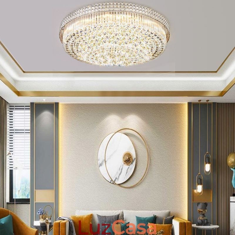 Lustre de cristal moderno redondo embutido