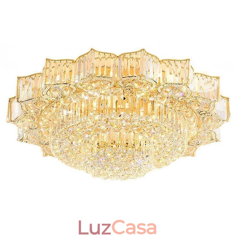 Elegante lustre de cristal redondo embutido em forma de flor