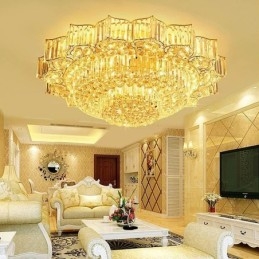 Elegante lustre de cristal redondo embutido em forma de flor