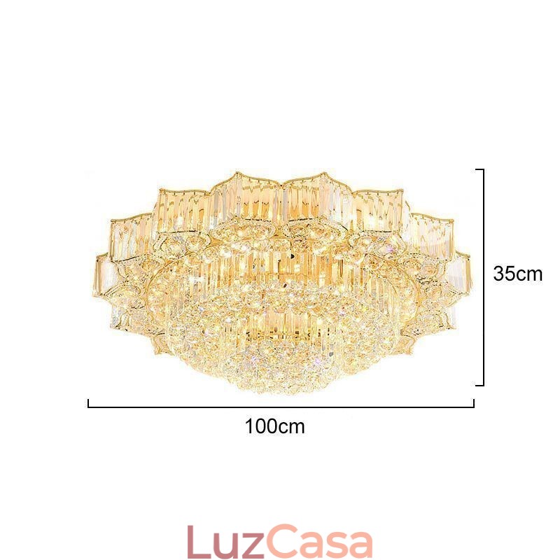 Elegante lustre de cristal redondo embutido em forma de flor