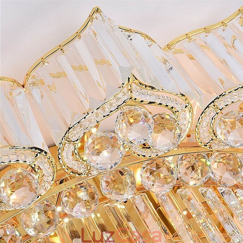 Elegante lustre de cristal redondo embutido em forma de flor