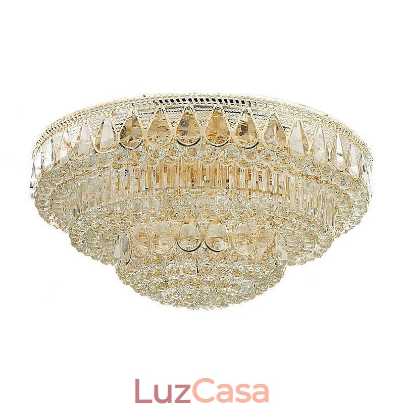 Luminária de teto de cristal de luxo embutida, luz redonda