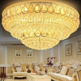 Luminária de teto de cristal de luxo embutida, luz redonda
