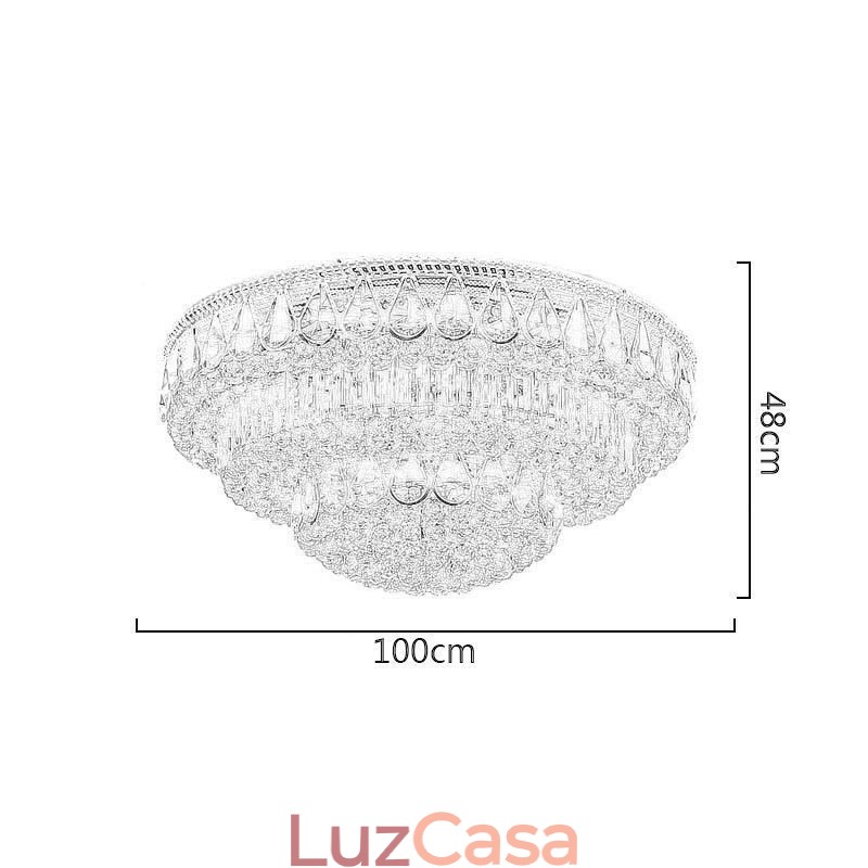 Luminária de teto de cristal de luxo embutida, luz redonda