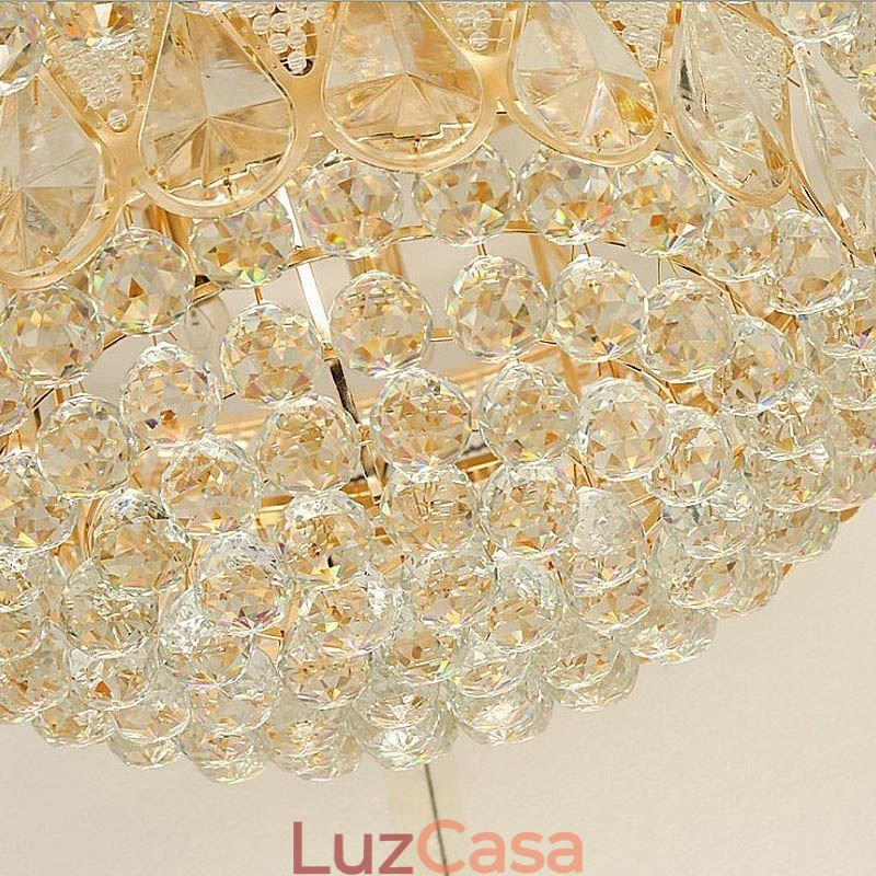 Luminária de teto de cristal de luxo embutida, luz redonda
