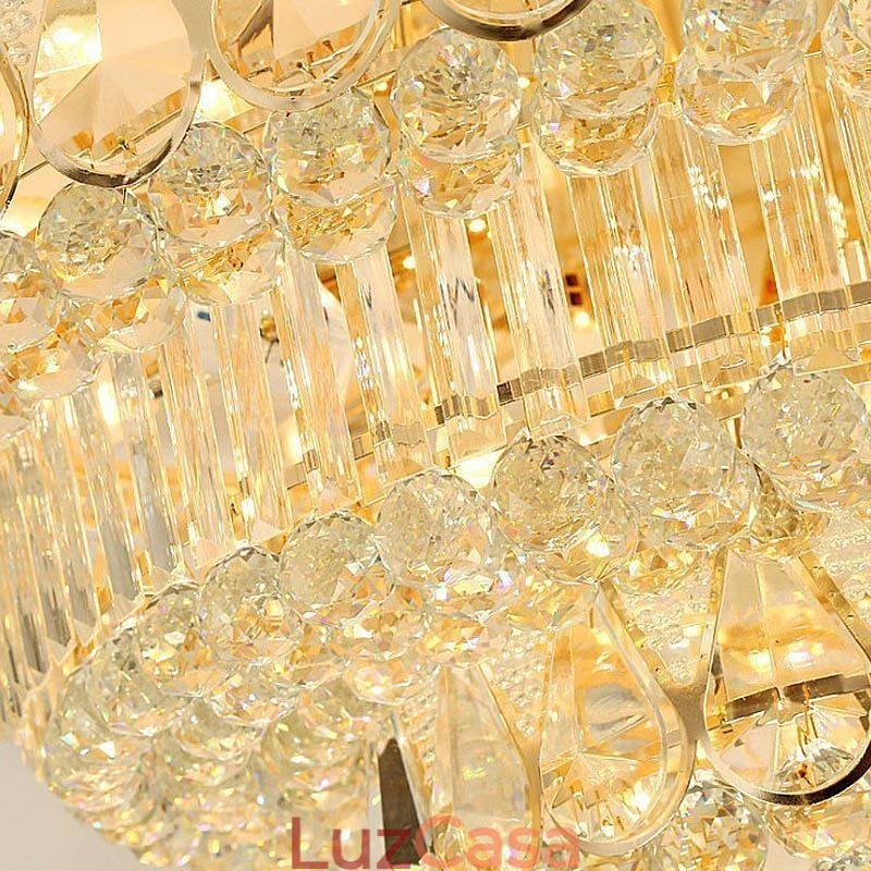 Luminária de teto de cristal de luxo embutida, luz redonda
