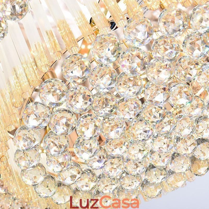 Luminária de teto de cristal embutida contemporânea, iluminação redonda de luxo