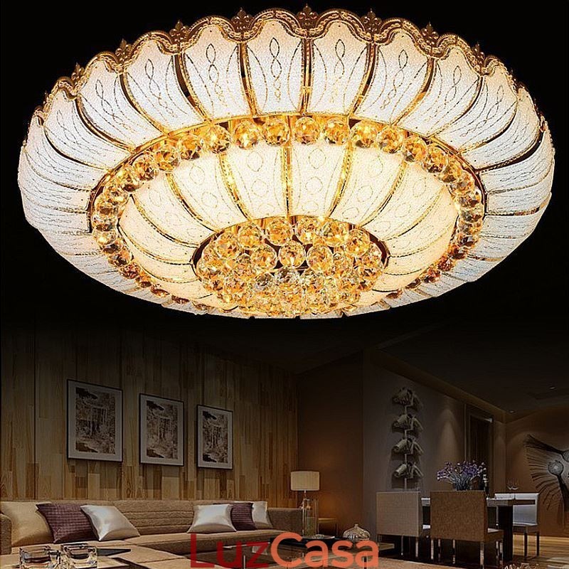Luminária de teto de cristal redonda contemporânea simples embutida