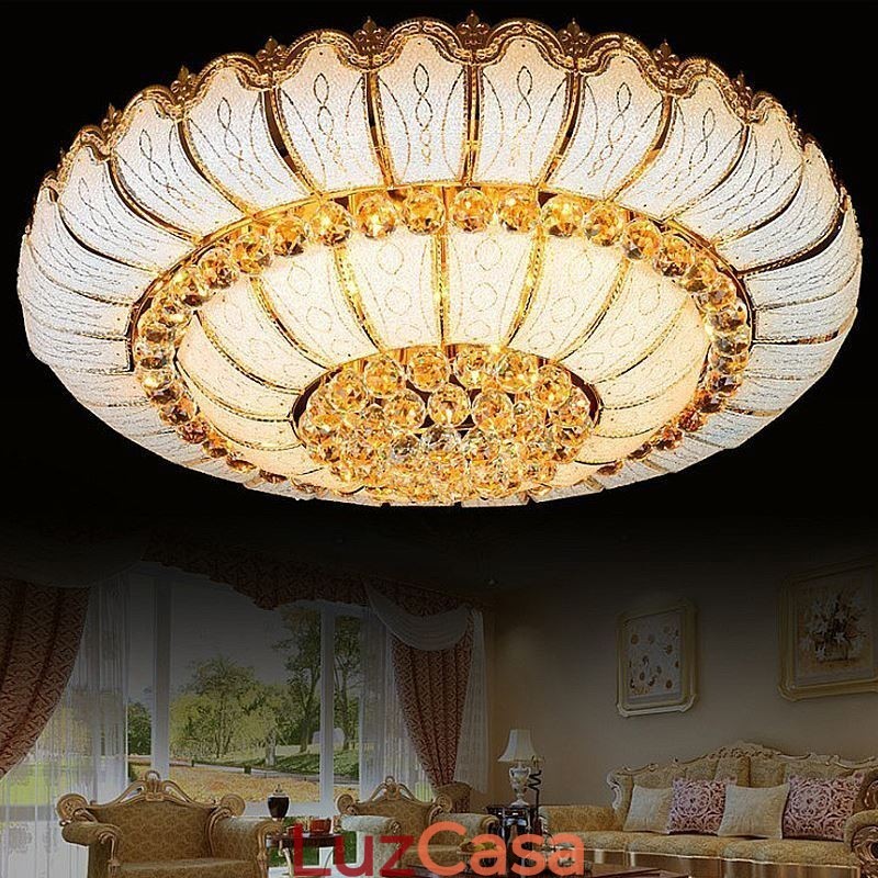 Luminária de teto de cristal redonda contemporânea simples embutida