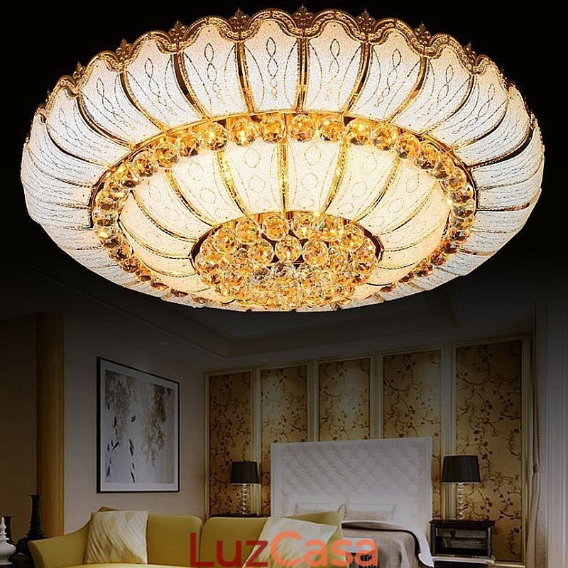 Luminária de teto de cristal redonda contemporânea simples embutida