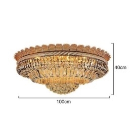 Luminária de teto de cristal de luxo, dourada, montagem embutida, iluminação redonda