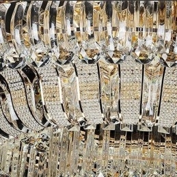Luminária de teto de cristal de luxo, dourada, montagem embutida, iluminação redonda