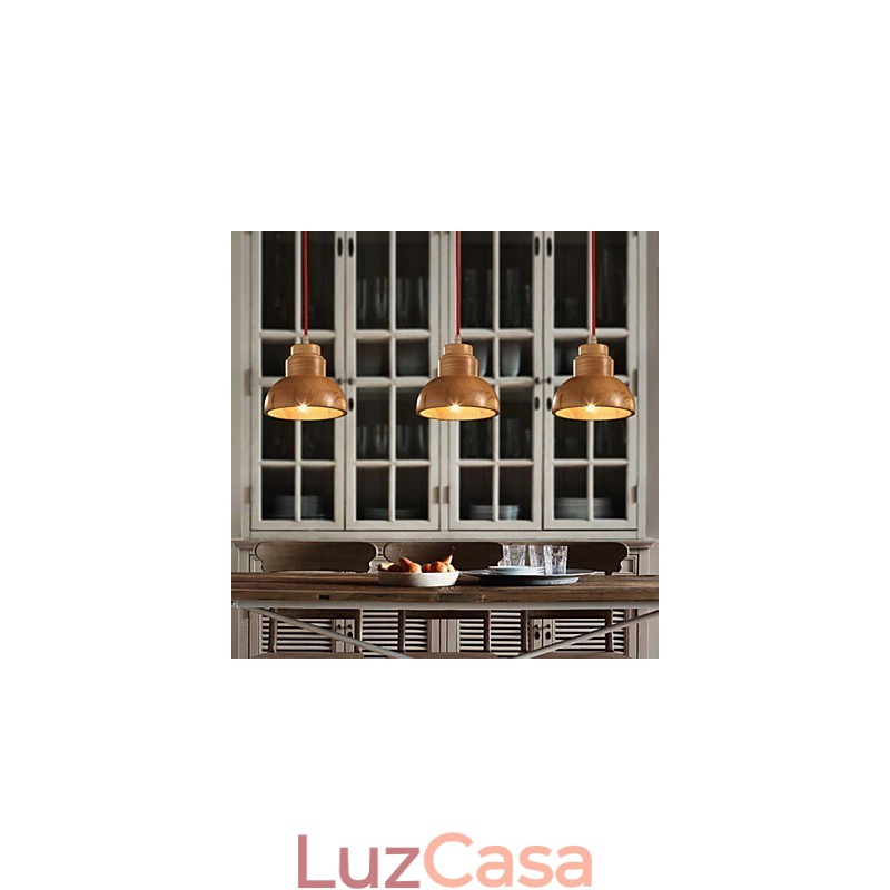 Lustre Mini Estilo Tradicional Clássico Madeira Bambu