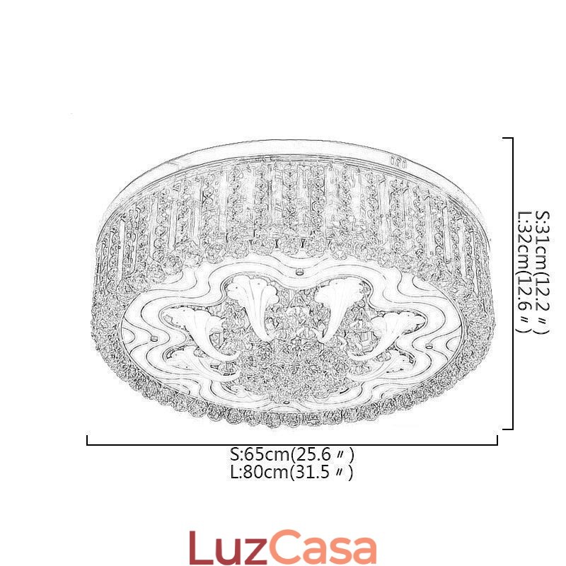 Elegante luminária embutida de teto em cristal dourado