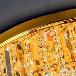 Elegante luminária embutida de teto em cristal dourado