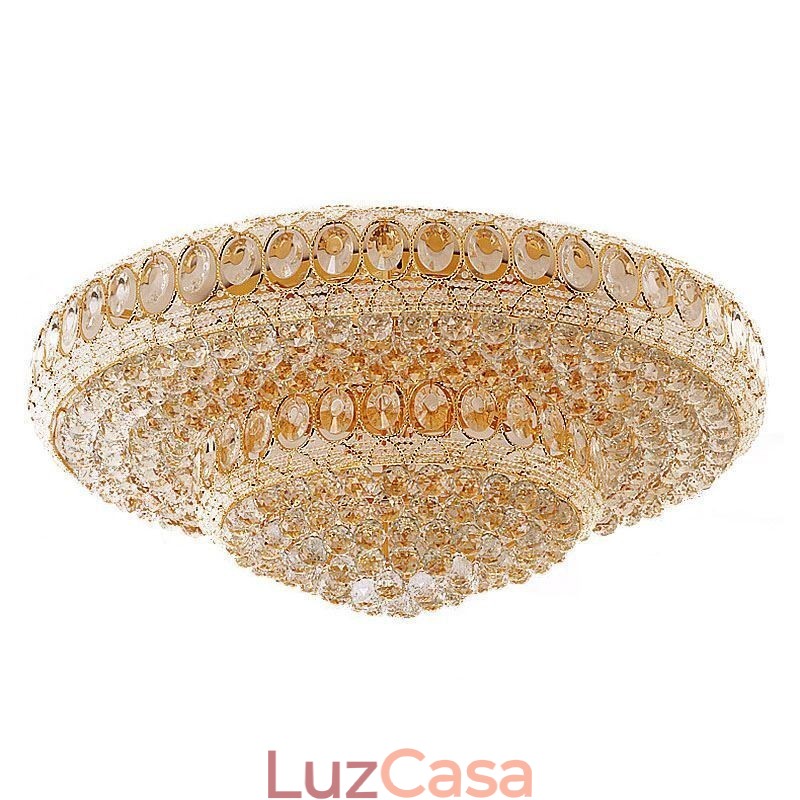 Luminária de teto de cristal de luxo europeia redonda embutida