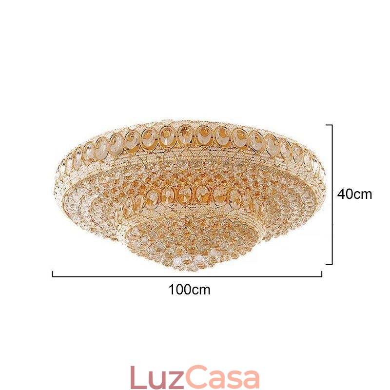 Luminária de teto de cristal de luxo europeia redonda embutida