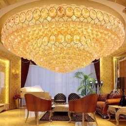 Luminária de teto de cristal de luxo europeia redonda embutida