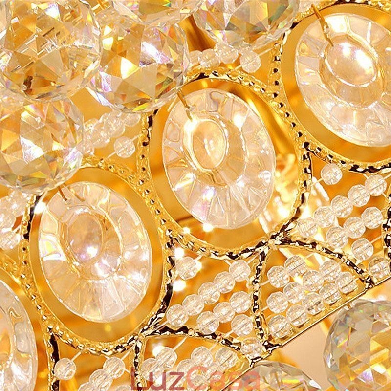 Luminária de teto de cristal de luxo europeia redonda embutida