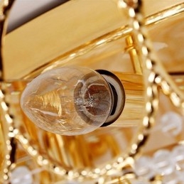 Luminária de teto de cristal de luxo europeia redonda embutida