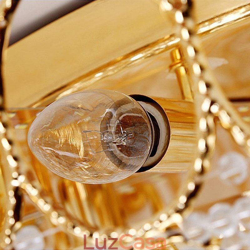 Luminária de teto de cristal de luxo europeia redonda embutida