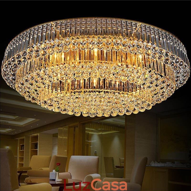 Luminária de teto de cristal embutida, luz oval europeia